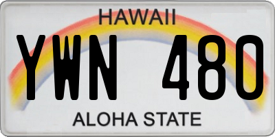 HI license plate YWN480