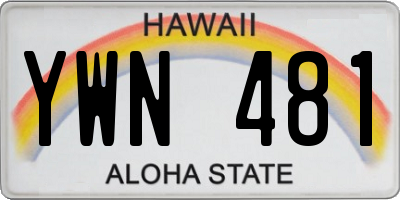 HI license plate YWN481