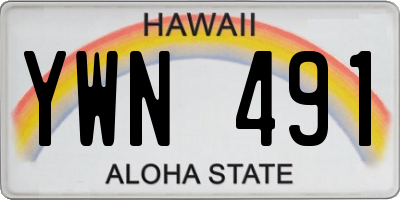 HI license plate YWN491