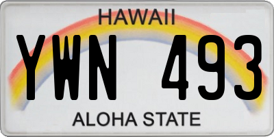 HI license plate YWN493