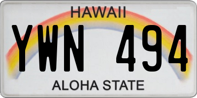 HI license plate YWN494