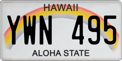 HI license plate YWN495