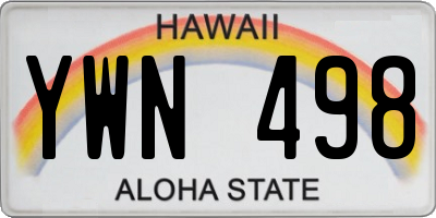 HI license plate YWN498