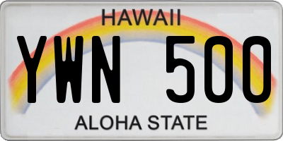 HI license plate YWN500