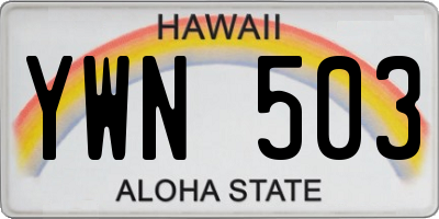 HI license plate YWN503