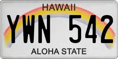 HI license plate YWN542