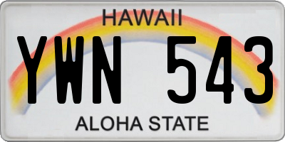 HI license plate YWN543