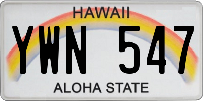 HI license plate YWN547