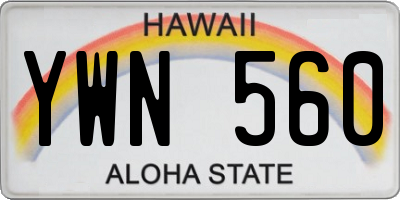 HI license plate YWN560