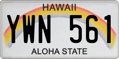 HI license plate YWN561