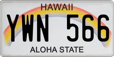 HI license plate YWN566