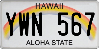 HI license plate YWN567