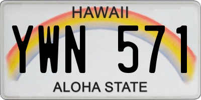 HI license plate YWN571