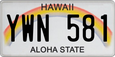 HI license plate YWN581
