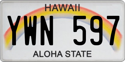 HI license plate YWN597