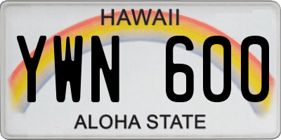 HI license plate YWN600