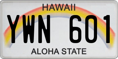 HI license plate YWN601