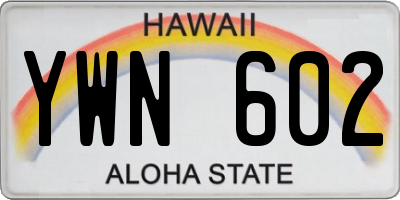 HI license plate YWN602