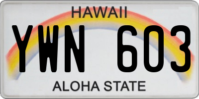 HI license plate YWN603