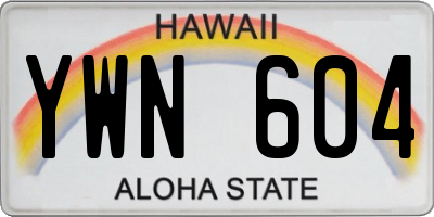 HI license plate YWN604