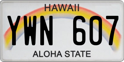 HI license plate YWN607