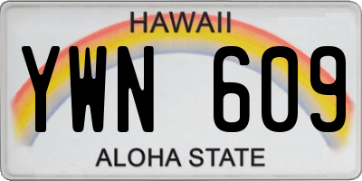 HI license plate YWN609