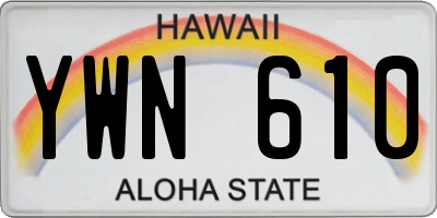 HI license plate YWN610