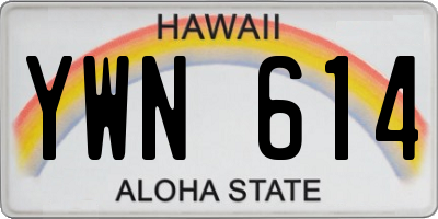 HI license plate YWN614