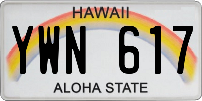 HI license plate YWN617
