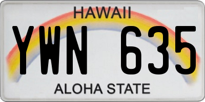 HI license plate YWN635