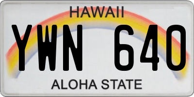 HI license plate YWN640