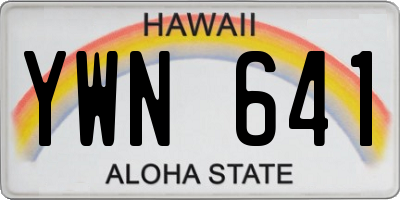HI license plate YWN641
