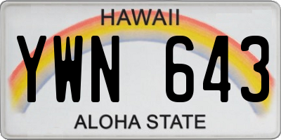 HI license plate YWN643