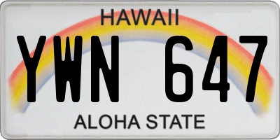 HI license plate YWN647
