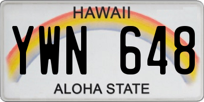 HI license plate YWN648