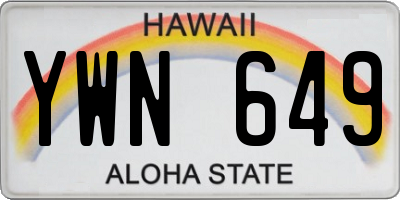 HI license plate YWN649
