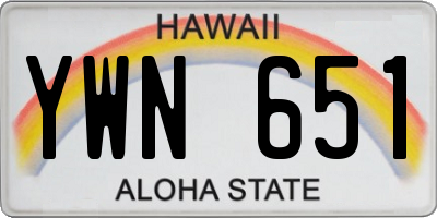 HI license plate YWN651