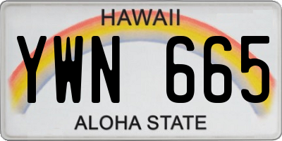 HI license plate YWN665