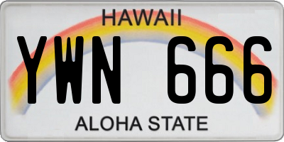 HI license plate YWN666