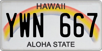 HI license plate YWN667