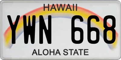 HI license plate YWN668