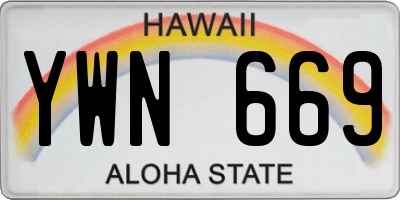 HI license plate YWN669
