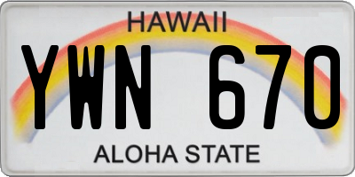 HI license plate YWN670