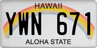 HI license plate YWN671