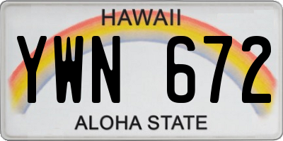 HI license plate YWN672