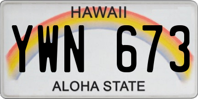 HI license plate YWN673
