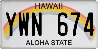 HI license plate YWN674