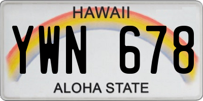 HI license plate YWN678