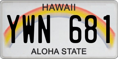 HI license plate YWN681