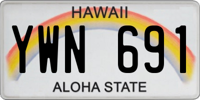 HI license plate YWN691